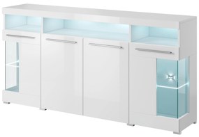 Vitrína Indiko Typ 42 (biela + lesk biely) (s osvetlením). Akcia -20%. Vlastná spoľahlivá doprava až k Vám domov. 1108205