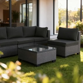 Modulový ratanový záhradný set so stolíkom XL2501 v sivej farbe