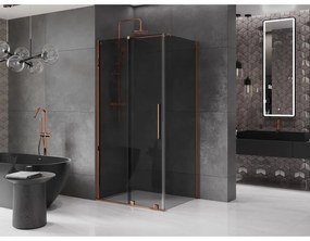 Mexen Velar, sprchový kút s posuvnými dverami 140 x 90 cm, 8mm šedé sklo, ružové zlato, 871-140-090-41-60