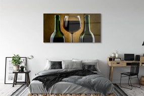 Obraz plexi 2 fľaše poháre na víno 140x70 cm
