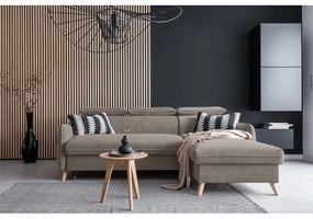 Svetlohnedá zamatová rozkladacia rohová pohovka (pravý roh) Sweet Harmony – Miuform