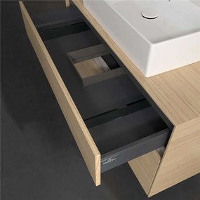 VILLEROY &amp; BOCH Collaro závesná skrinka pod umývadlo na dosku (umývadlo v strede), 2 zásuvky, s LED osvetlením, 1000 x 500 x 548 mm, Nordic Oak, C125B0VJ