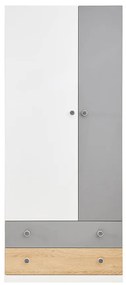 Skriňa Pixel 2D PX3 sušienkový dub / biely lux / sivý