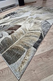 Koberec Villa 869 béžovo-sivý s listovým vzorom – viac rozmerov Rozmer: 80x150 cm