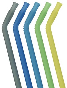 Súprava silikónových slamiek - modrá/zelená