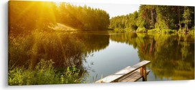 Obraz - Jazero pri lese (120x50 cm)
