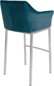 Barová stolička Damaso E - zamat, nerez 4-nohý rám - Zelená