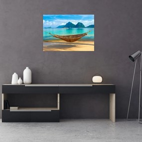 Obrázok hojdacej siete na pláži 3 (70x50 cm)