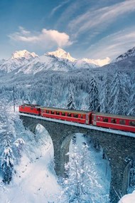 Ilustrácia Bernina Express train in the snowy, Roberto Moiola / Sysaworld