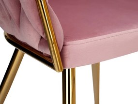 Jedálenská stolička COFTON zamatová, zlatá / ružová