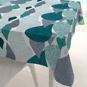 Biante Bavlnený štvorcový obrus Sandra SA-444 Sivo-petrolejové kvapky s ornamentami 150x150 cm