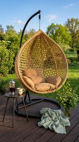 Skladacie závesné hojdacie kreslo Houseland Bliss XL béžové