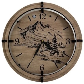 Li-Go 23697/DUB/BAT2 - LED stmievateľné hodiny so snímačom LED/1xAA, priemer 32 cm, dub