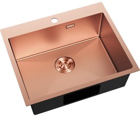 Mexen Solix, 1-komorový nerezový drez 600 x 500 mm, brúsená meď, 6408601000-65