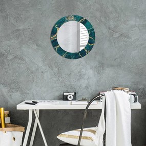 Okrúhle ozdobné zrkadlo na stenu Zelený malachitový mramor fi 50 cm