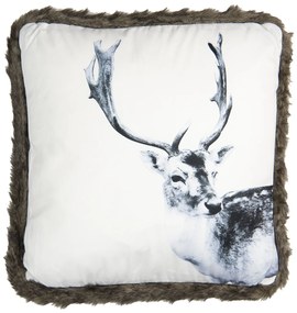 Zamatový vankúš s jeleňom a kožušinou - 45 * 45 cm