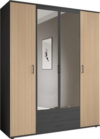 Šatníková skriňa Laurie, 159 cm, grafit/dub