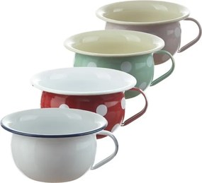 Biela smaltovaná misa s uchom White blue - Ø 18*10cm - 1L