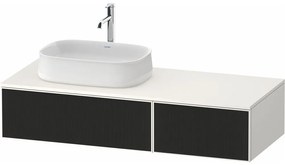 DURAVIT Zencha závesná skrinka pod umývadlo na dosku (umývadlo vľavo), 2 zásuvky, 1300 x 550 x 281 mm, čierna líniová štruktúra/biela super matná, ZE4816063840000