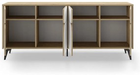 Nízka komoda v dekore duba v bielo-prírodnej farbe 185x79 cm Nola – Marckeric