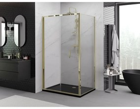 Mexen Exo, skladací sprchový kút 100 x 70 cm, číre sklo, zlatá, 816-100-070-50-00
