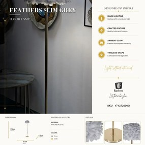 Stojacia lampa Feathers 170 cm sivá/zlatá