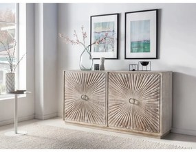 furniture-nabytek.cz - Masívna komoda Zambie z mangového dreva, voskovaná, biela – 163×41×87 cm