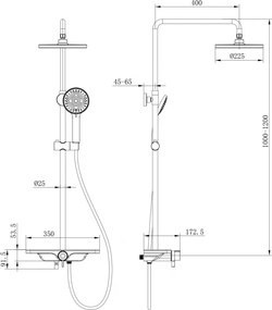 Mexen Frost, sprchová sada s ručnou a dažďovou hlavicou, čierna, 78111-70