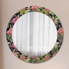 Okrúhle ozdobné zrkadlo Hibiscus kvety fi 70 cm
