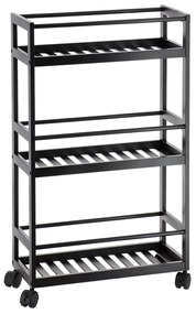 Polička do kúpeľne na kolieskach Toyes, čierna