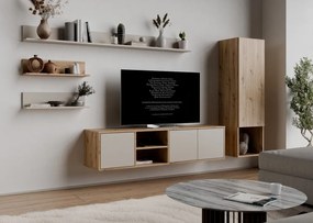 Závesná TV skrinka Asko Living, 149,5 cm, béžový kašmír