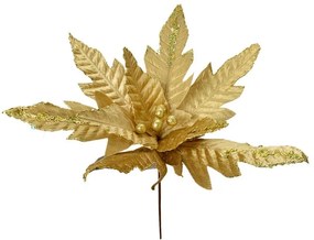 Zlatá dekorácia kvetina vianočná hviezda Poinsettia - Ø 48*50 cm