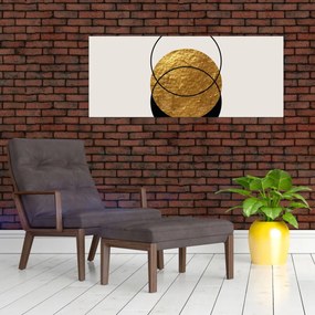 Obraz - Abstrakcia zlatá a biela N⁰2 (120x50 cm)