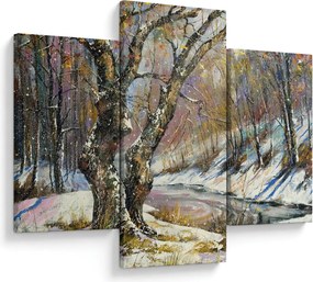 Obraz maľovanej zimnej krajiny (90x60 cm)