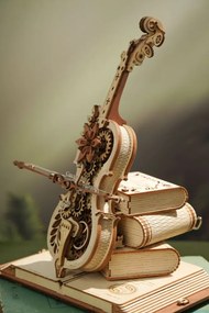 Robotime 3D drevené mechanické puzzle Čarovné violončelo 199 ks