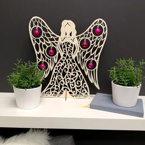 AMADEA Drevený 3D anjel s guličkami, 39x36 cm