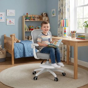 Detská otočná stolička Neoseat JUNI 008 s podnožou — látka, sivá