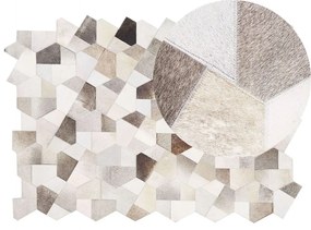 Kožený koberec 140 x 200 cm sivá/béžová VARTO Beliani