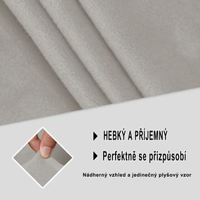 Strečový elastický plyšový poťah na trojmiestnu rohovú pohovku BestBerg / ľavý / svetlosivý