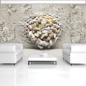 Fototapeta - 3D múr s loptou (254x184 cm)