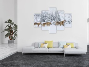 Obraz - Vlci v horách (150x105 cm)