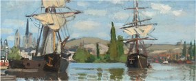 Obraz - Claude Monet, Ships Riding on the Seine at Rouen, reprodukcia (120x50 cm)