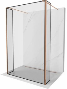 Mexen Kioto voľne stojaca sprchová stena 150 x 30 x 30 cm, čierny vzor, ružové zlato - 800-150-030-222-60-70-030