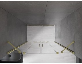 Mexen Velar Duo, posuvné dvere do otvoru 140x200 cm, 8mm číre sklo, zlatá matná, 871-140-000-02-55