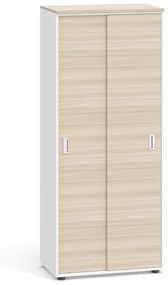 Kancelárska skriňa so zasúvacími dverami PRIMO 2023, 1781 x 800 x 420 mm, biela / dub prírodný