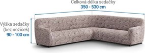 Bielastické poťahy BRILLANTE hnedé rohová sedačka (š. 350 - 530 cm)