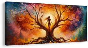 Obraz jesenný strom života s postavou
