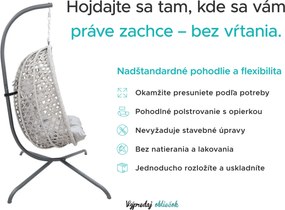 Závesné kreslo MOLINE so stojanom, čierne