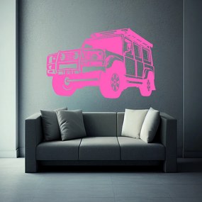 Veselá Stena Samolepka Auto Land Rover Defender Farba: ružová, Veľkosť: 60 x 40 cm