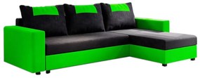 Rohová rozkladacia sedačka COOPER, 232x144, čierna/zelená, mikrofáza04/U062